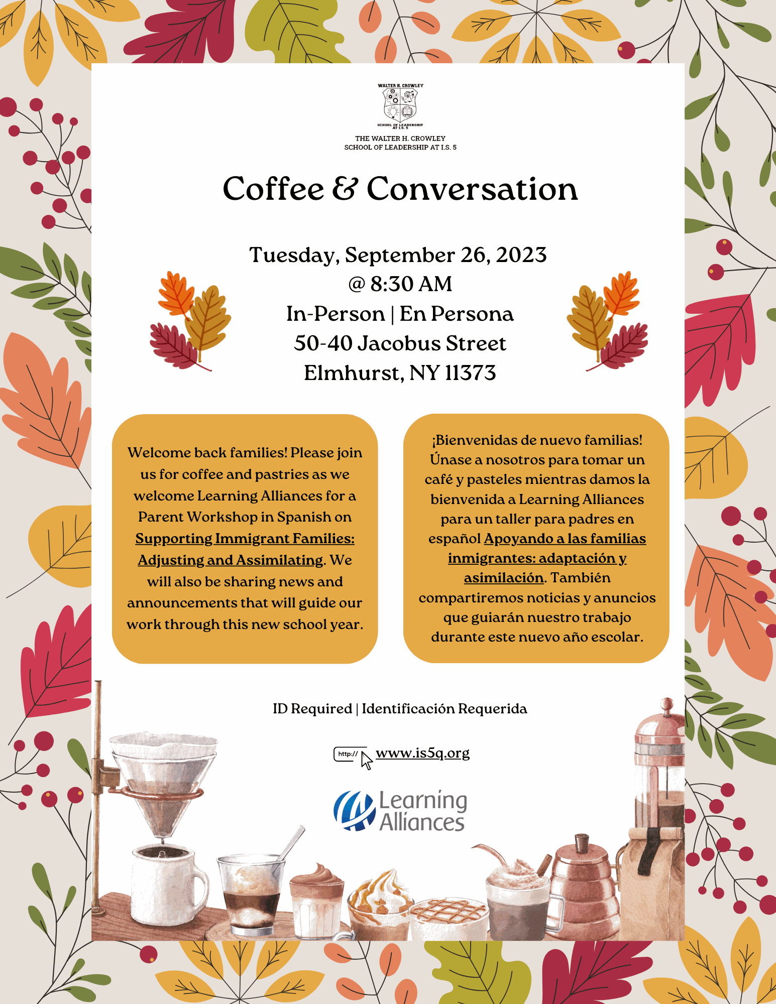 Coffee & Conversation September Flyer