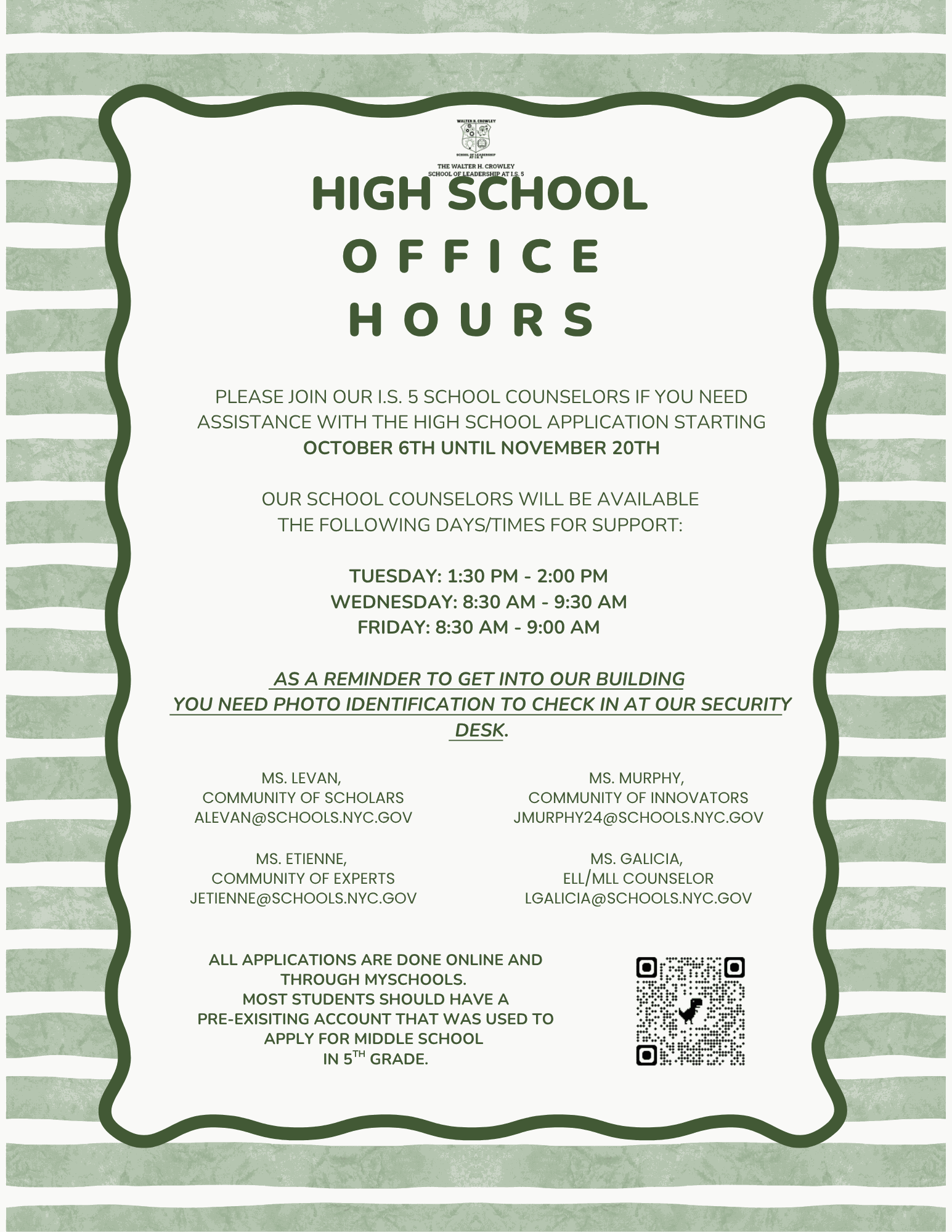 HS office hours english flyer