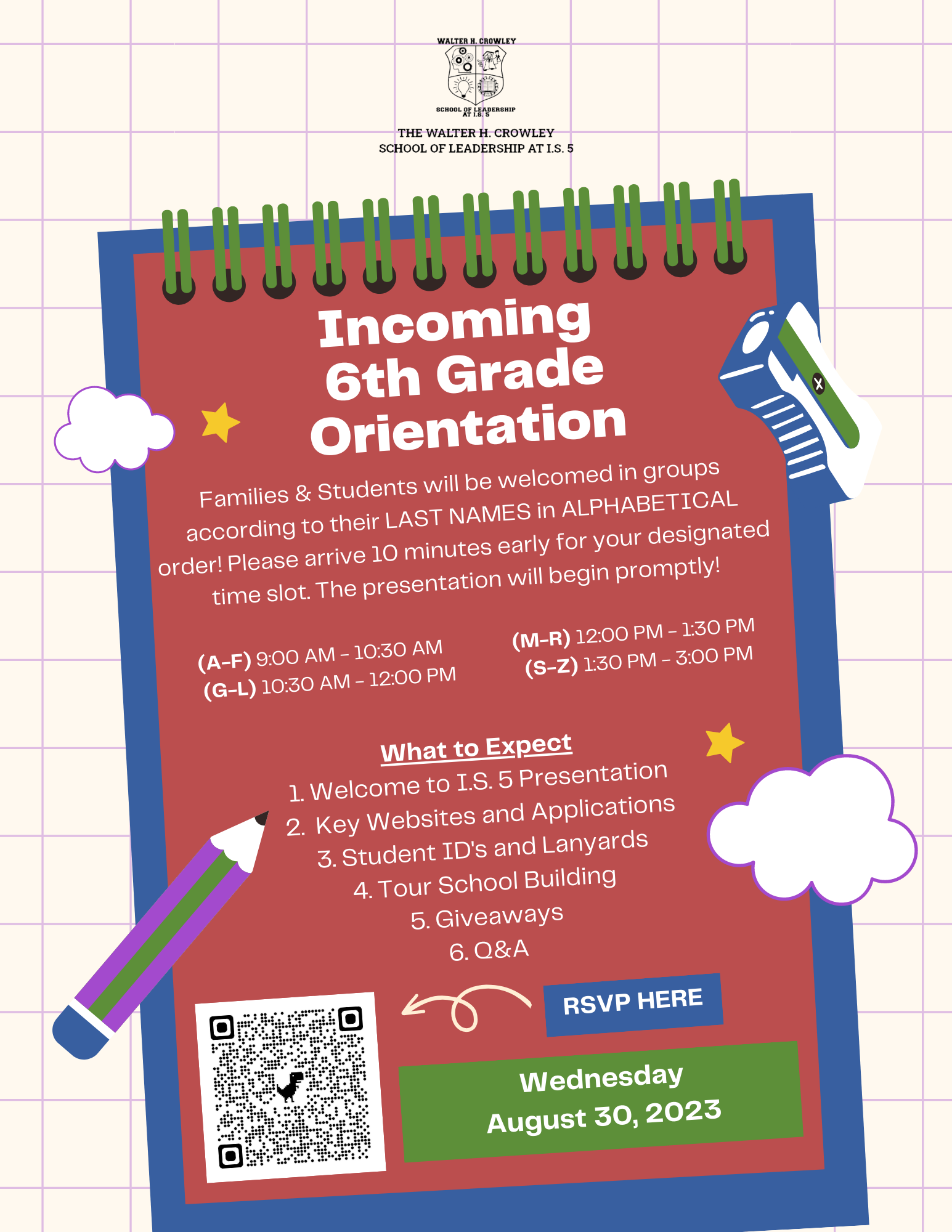 Incoming 6th Grade Orientation Flyer - English