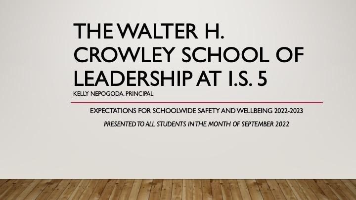 I.S. 5 Safety Town Hall Fall Session